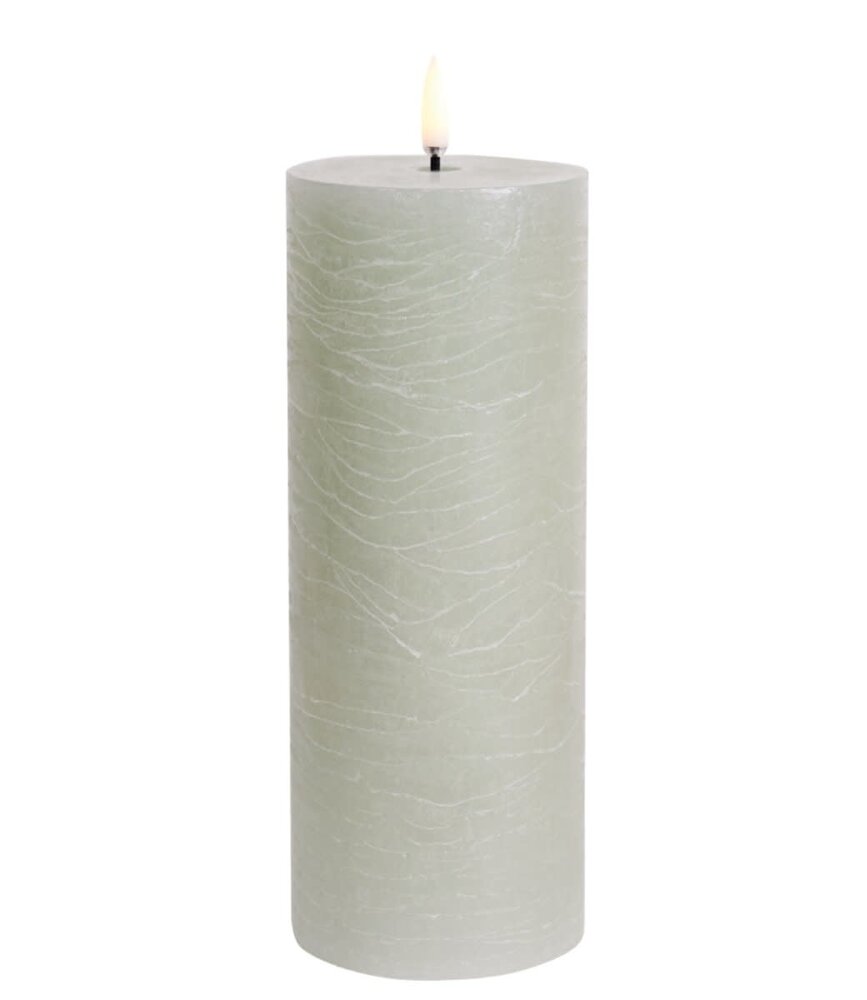 Uyuni Lighting Uyuni Lighting LED Wax stompkaars Ø7,8 x 20cm Rustiek Dusty Green