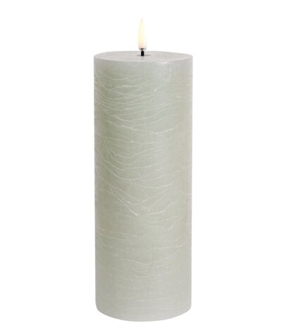 Uyuni Lighting Uyuni Lighting LED Wax stompkaars Ø7,8 x 20cm Rustiek Dusty Green