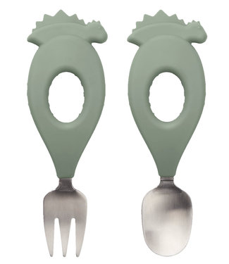 Liewood Liewood Stanley baby cutlery set Dino Faune Green
