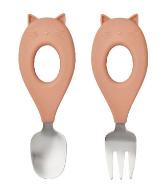 Liewood Liewood Stanley baby cutlery set Cat Tuscany Rose