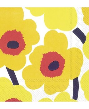 Marimekko Marimekko Unikko Papieren Servetten 33x33cm geel Marimekko Marimekko Unikko Papieren Servetten 33x33cm geel