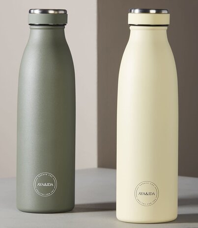 AYA & IDA AYA & IDA Thermo RVS Drinkfles 500 ml Butter Yellow AYA & IDA AYA & IDA Thermo RVS Drinkfles 500 ml Butter Yellow