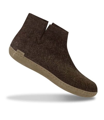 Glerups Glerups Boot with leather sole (various sizes) Brown Slipper Glerups Glerups Boot with leather sole (various sizes) Brown Slipper