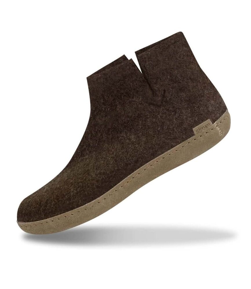 Glerups Glerups Boot with leather sole (various sizes) Brown Slipper Glerups Glerups Boot with leather sole (various sizes) Brown Slipper
