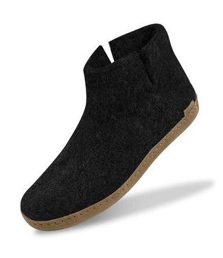 Glerups Glerups Boot Slipper Charcoal with leather sole (various sizes)