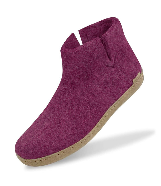 Glerups Glerups Boot Slipper Cranberry with leather sole (various sizes)