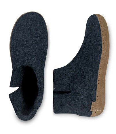 Glerups Glerups Boot Pantoffel Denim met leren zool (diverse maten) Glerups Glerups Boot Pantoffel Denim met leren zool (diverse maten)