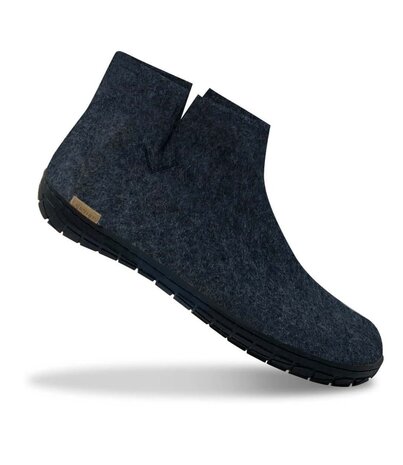Glerups Glerups Boot Slipper with rubber black sole (various sizes) Denim Glerups Glerups Boot Slipper with rubber black sole (various sizes) Denim