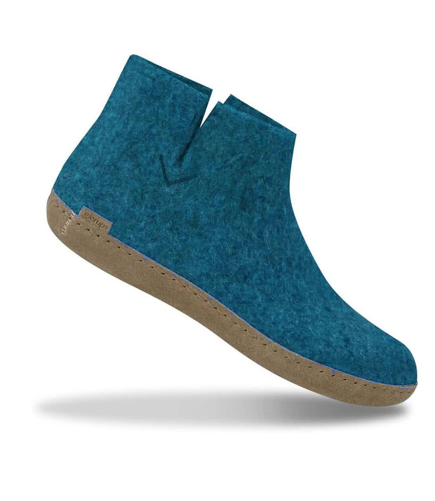 Glerups Glerups Boot Pantoffel Petrol met leren zool (diverse maten)
