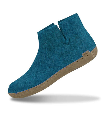 Glerups Glerups Boot Pantoffel Petrol met leren zool (diverse maten)