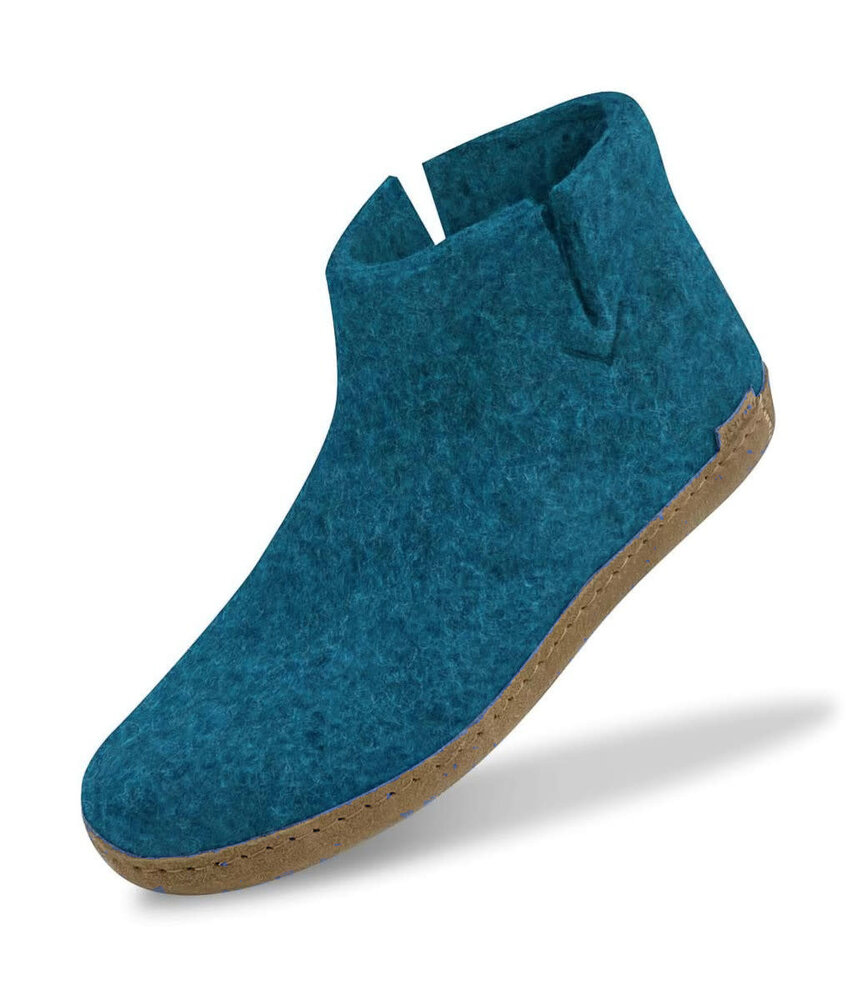 Glerups Glerups Boot Pantoffel Petrol met leren zool (diverse maten)