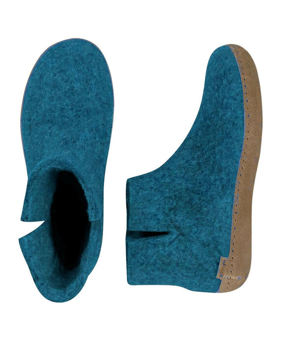 Glerups Boot met leren zool (diverse maten) Petrol Pantoffel