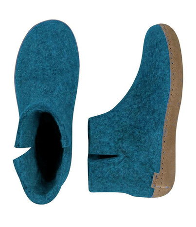 Glerups Glerups Boot Pantoffel Petrol met leren zool (diverse maten)