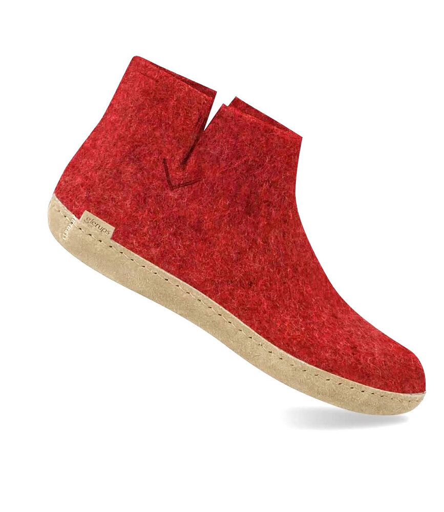 Glerups Glerups Boot Pantoffel Rood met leren zool (diverse maten) Glerups Glerups Boot Pantoffel Rood met leren zool (diverse maten)