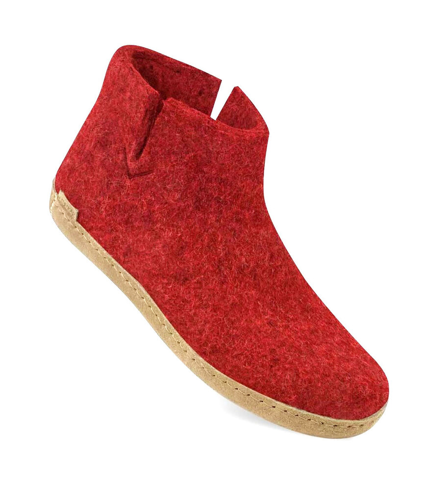 Glerups Glerups Boot Pantoffel Rood met leren zool (diverse maten) Glerups Glerups Boot Pantoffel Rood met leren zool (diverse maten)
