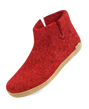 Glerups Glerups Boot Slipper Red with leather sole (various sizes) Glerups Glerups Boot Slipper Red with leather sole (various sizes)