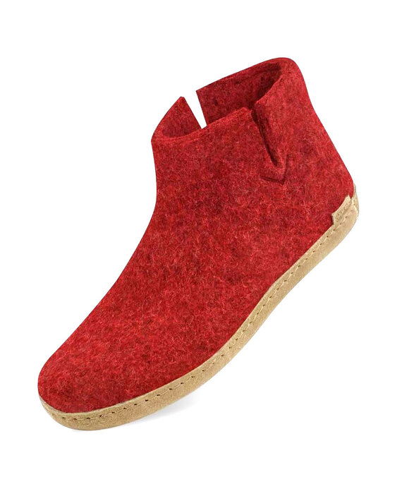 Glerups Boot met leren zool (diverse maten) Rood Pantoffel