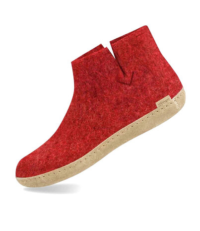 Glerups Glerups Boot Pantoffel Rood met leren zool (diverse maten) Glerups Glerups Boot Pantoffel Rood met leren zool (diverse maten)
