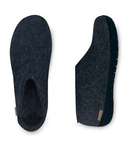 Glerups Glerups Shoe Slipper with rubber black sole (various sizes) Denim Glerups Glerups Shoe Slipper with rubber black sole (various sizes) Denim