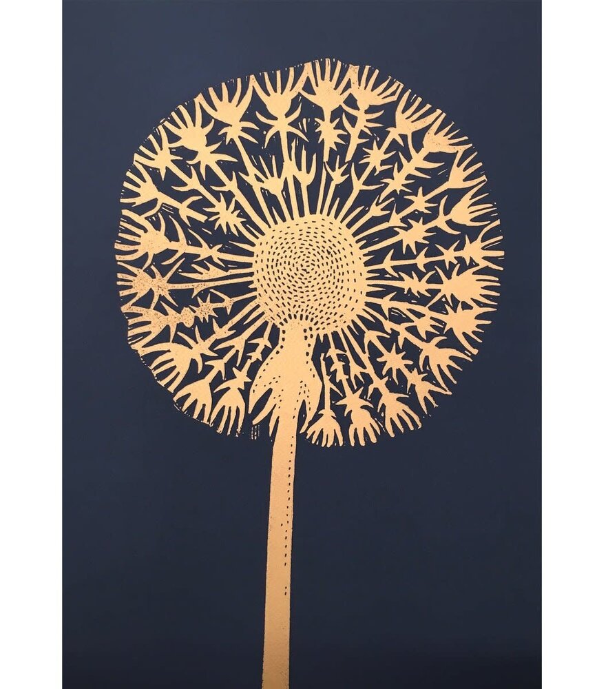 Monika Petersen Monika Petersen Lino Print Dandelion Gold Indigo 50x70 (excl. frame) Monika Petersen Monika Petersen Lino Print Dandelion Gold Indigo 50x70 (excl. frame)