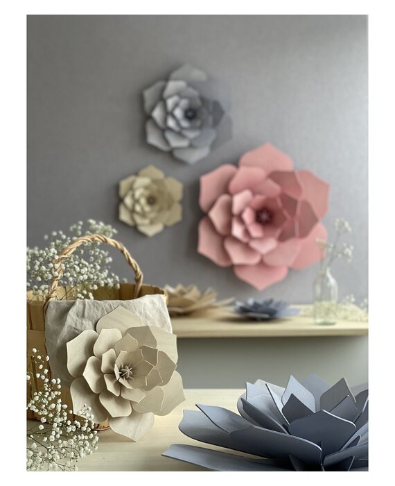 Lovi Decor Flower Licht roze - 4 formaten - Berkenhout 3D DIY pakket