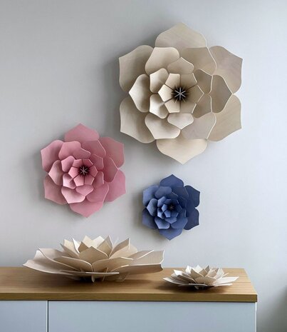 LOVI Lovi Decor Flower Licht roze - 4 formaten - Berkenhout 3D DIY pakket LOVI Lovi Decor Flower Licht roze - 4 formaten - Berkenhout 3D DIY pakket