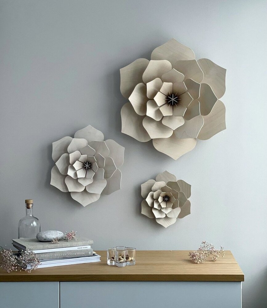 LOVI Lovi Decor Flower Natural - 4 sizes - Birchwood 3D DIY package LOVI Lovi Decor Flower Natural - 4 sizes - Birchwood 3D DIY package