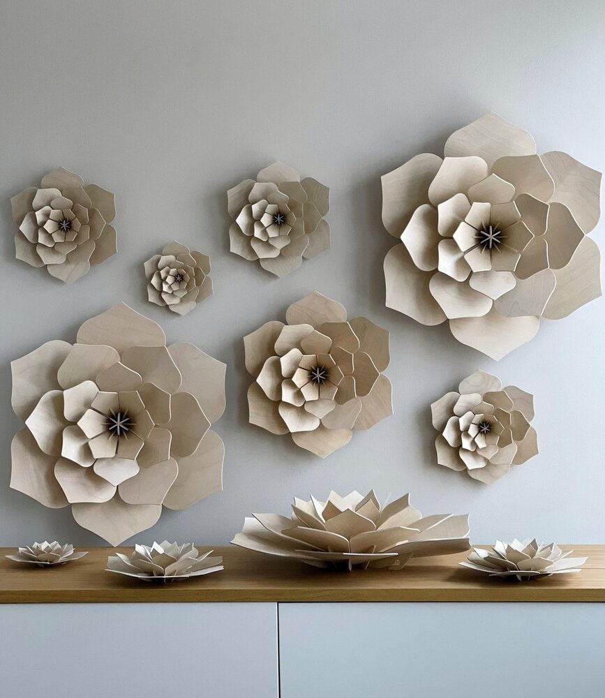 LOVI Lovi Decor Flower Natural - 4 sizes - Birchwood 3D DIY package LOVI Lovi Decor Flower Natural - 4 sizes - Birchwood 3D DIY package
