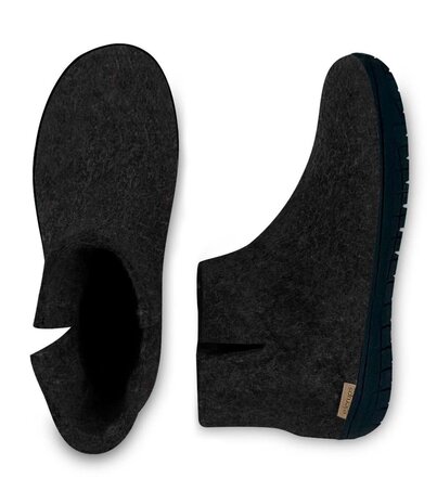 Glerups Glerups Boot Slipper with rubber black sole (various sizes) Charcoal Glerups Glerups Boot Slipper with rubber black sole (various sizes) Charcoal