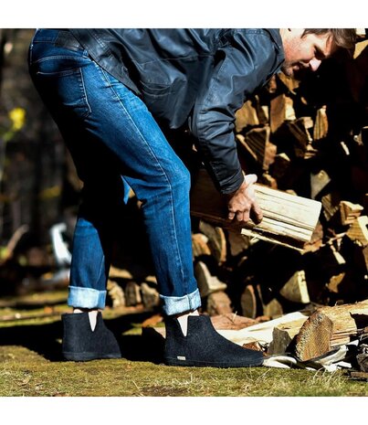 Glerups Glerups Boot Slipper with rubber black sole (various sizes) Charcoal Glerups Glerups Boot Slipper with rubber black sole (various sizes) Charcoal