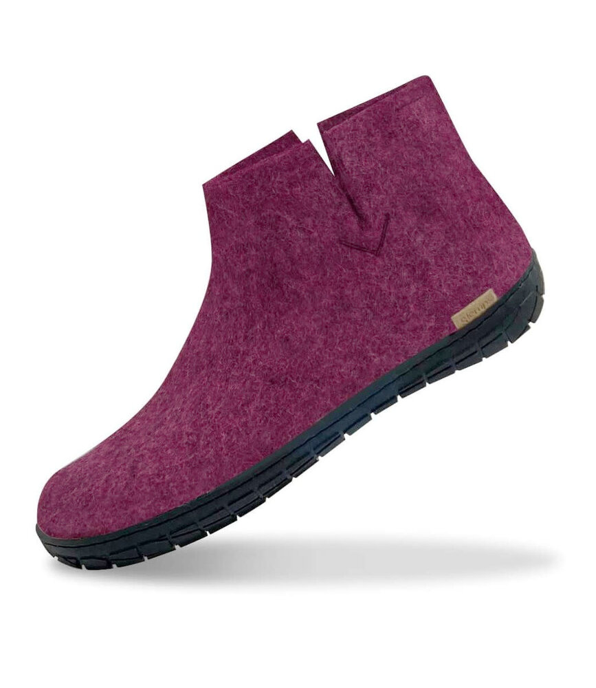 Glerups Glerups Boot Slipper with rubber black sole - size 42 - Cranberry