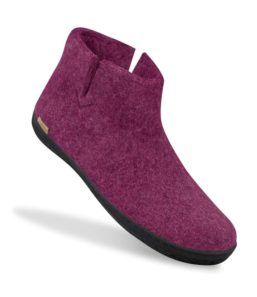 Glerups Glerups Boot Slipper with rubber black sole - size 42 - Cranberry