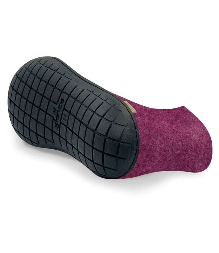 Glerups Glerups Boot Slipper with rubber black sole - size 42 - Cranberry