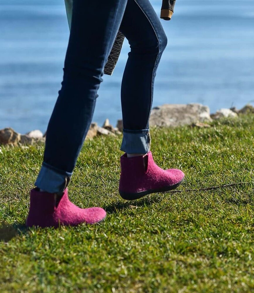 Glerups Glerups Boot Slipper with rubber black sole - size 42 - Cranberry