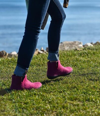 Glerups Glerups Boot met rubberen zwarte zool - mt 42 - Cranberry Pantoffel