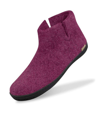 Glerups Glerups Boot Slipper with rubber black sole (various sizes) Cranberry