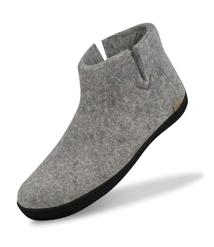 Glerups Glerups Boot Slipper with rubber black sole Light Grey - size 41 Glerups Glerups Boot Slipper with rubber black sole Light Grey - size 41