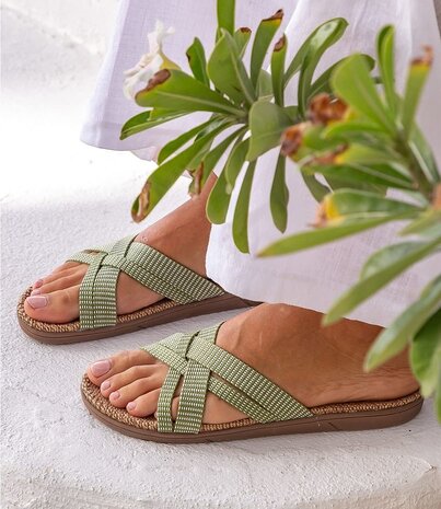 Shangies Shangies Women#1 Sandals Green Leaves (various sizes) Shangies Shangies Women#1 Sandals Green Leaves (various sizes)