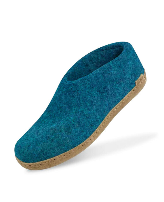 Glerups Shoe met leren zool (diverse maten) Petrol Pantoffel