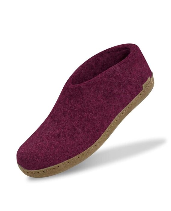 Glerups Shoe met leren zool (diverse maten) Cranberry Pantoffel