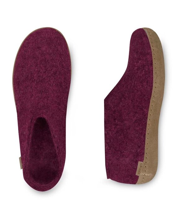Glerups Shoe met leren zool (diverse maten) Cranberry Pantoffel