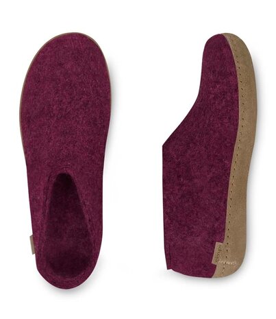 Glerups Glerups Shoe with leather sole (various sizes) Cranberry Slipper Glerups Glerups Shoe with leather sole (various sizes) Cranberry Slipper