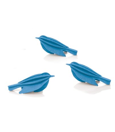 LOVI Lovi mini vogels set van 3 (diverse kleuren) berkenhout - 3D-dier DIY pakketje