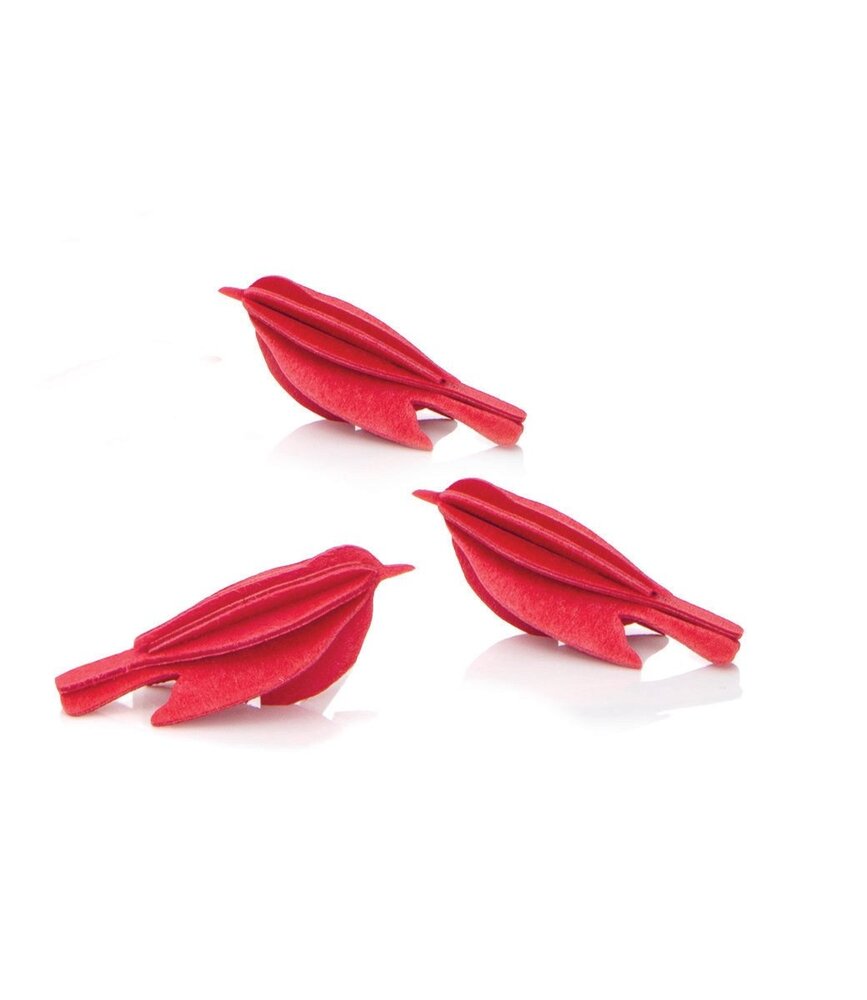 LOVI Lovi mini birds set of 3 (various colours) birch wood - 3D animal DIY package