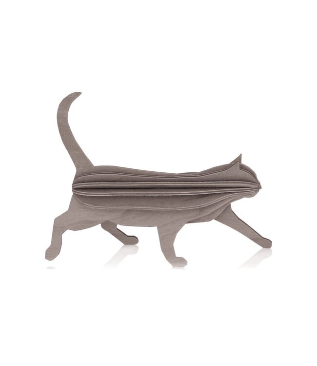 LOVI Lovi Kat berkenhout grijs 3D-dier DIY pakketje
