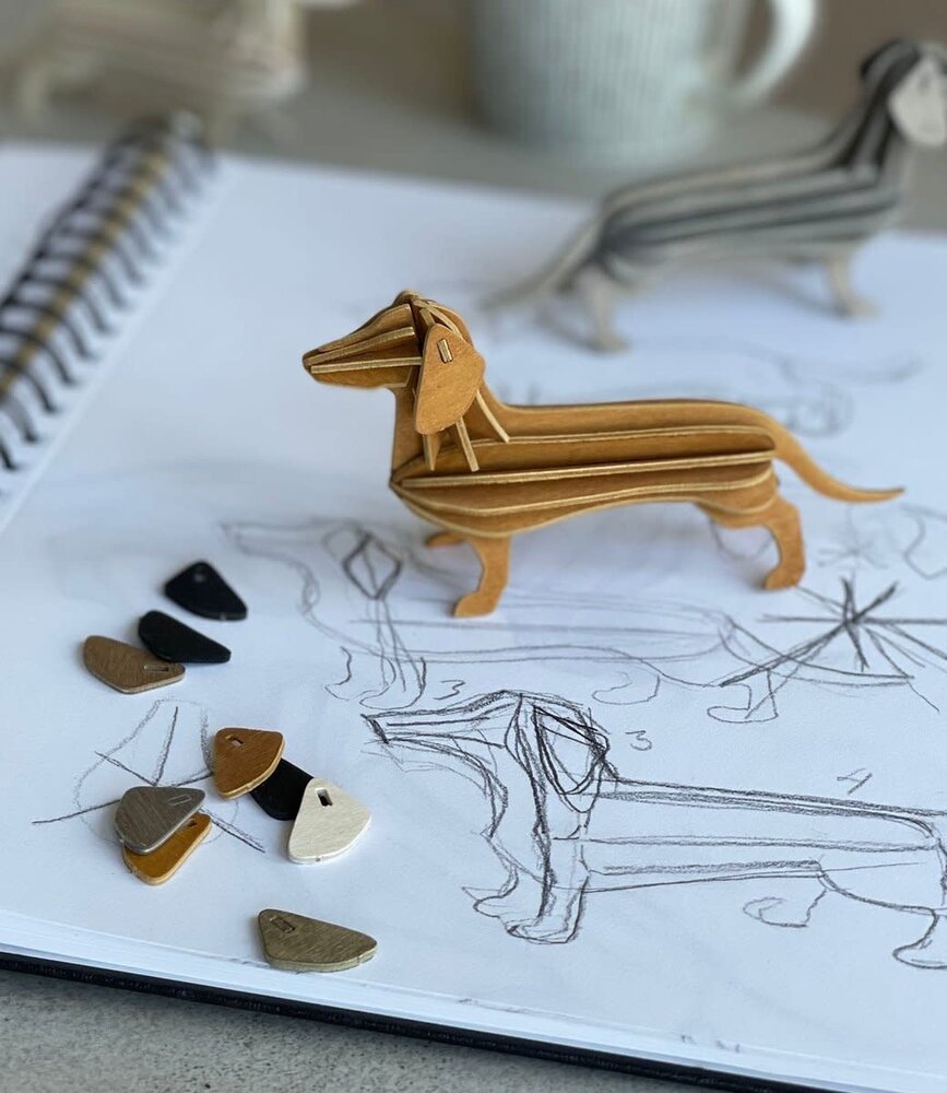 LOVI Lovi Dachshund cinnamon brown birch wood 3D - animal DIY package LOVI Lovi Dachshund cinnamon brown birch wood 3D - animal DIY package