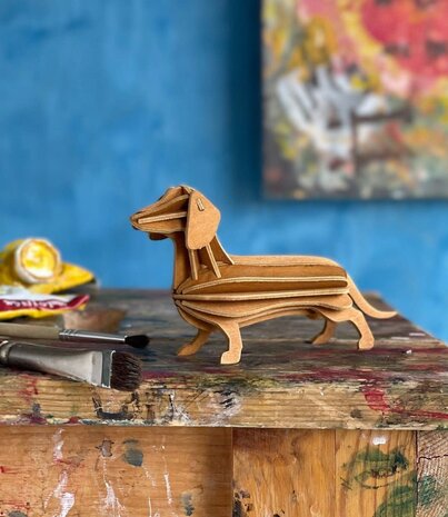 LOVI Lovi Dachshund cinnamon brown birch wood 3D - animal DIY package LOVI Lovi Dachshund cinnamon brown birch wood 3D - animal DIY package