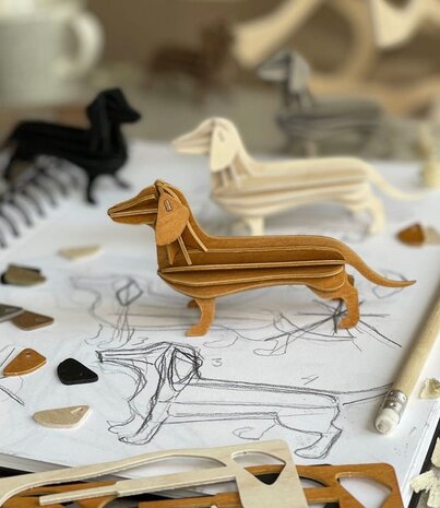 LOVI Lovi Dachshund cinnamon brown birch wood 3D - animal DIY package LOVI Lovi Dachshund cinnamon brown birch wood 3D - animal DIY package