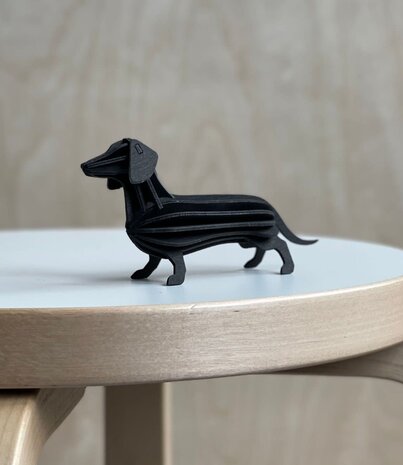 LOVI Lovi Teckel black birch wood 3D - animal DIY package LOVI Lovi Teckel black birch wood 3D - animal DIY package