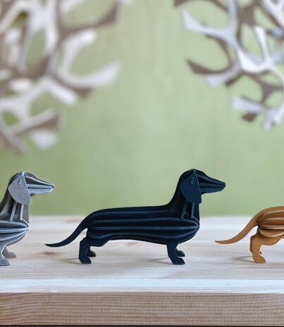 LOVI Lovi Teckel black birch wood 3D - animal DIY package LOVI Lovi Teckel black birch wood 3D - animal DIY package